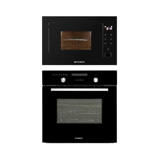 Faber Built In Oven FBIO 82L 10F BK WITH ART + Faber Built-In Microwave FBI MWO 25 SG