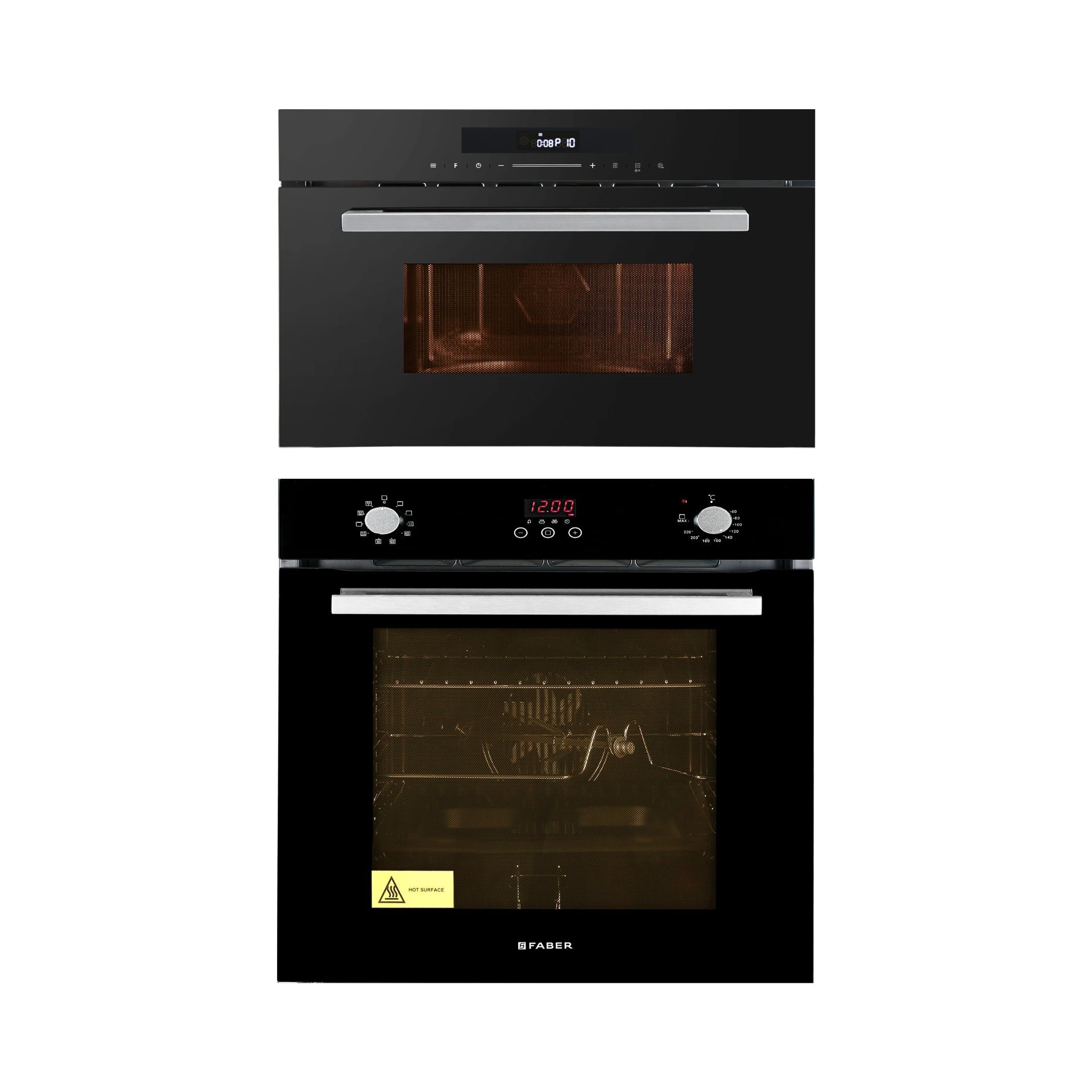Faber Built In Oven with Steam Assist FBIO 80L 10F GLM WITH STEAMER + Faber Built-In Convection Microwave FBI MWO 34 CGS BK