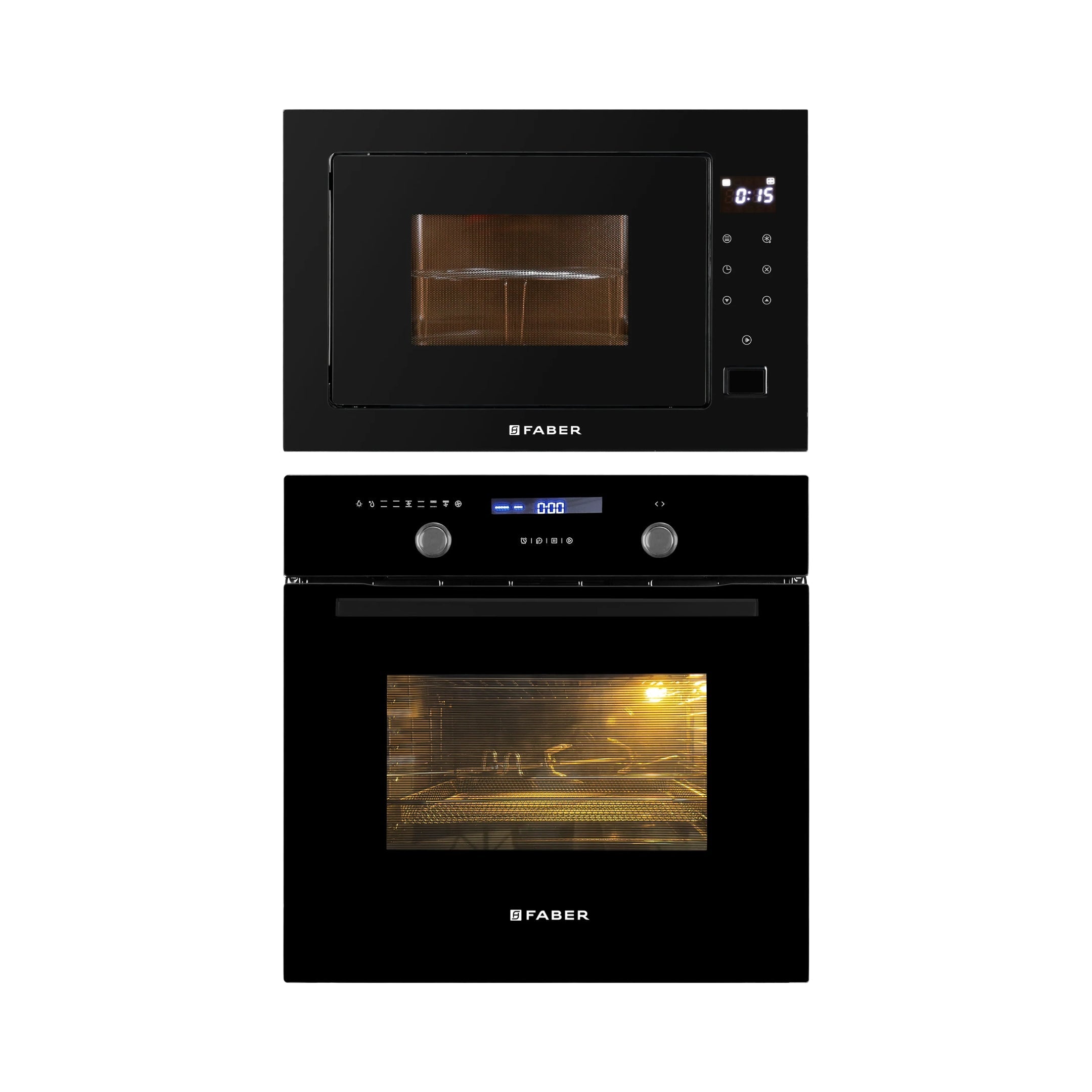 Faber Built In Oven FBIO 82L 11F AF BK + Faber Built-In Microwave FBI MWO 25 SG