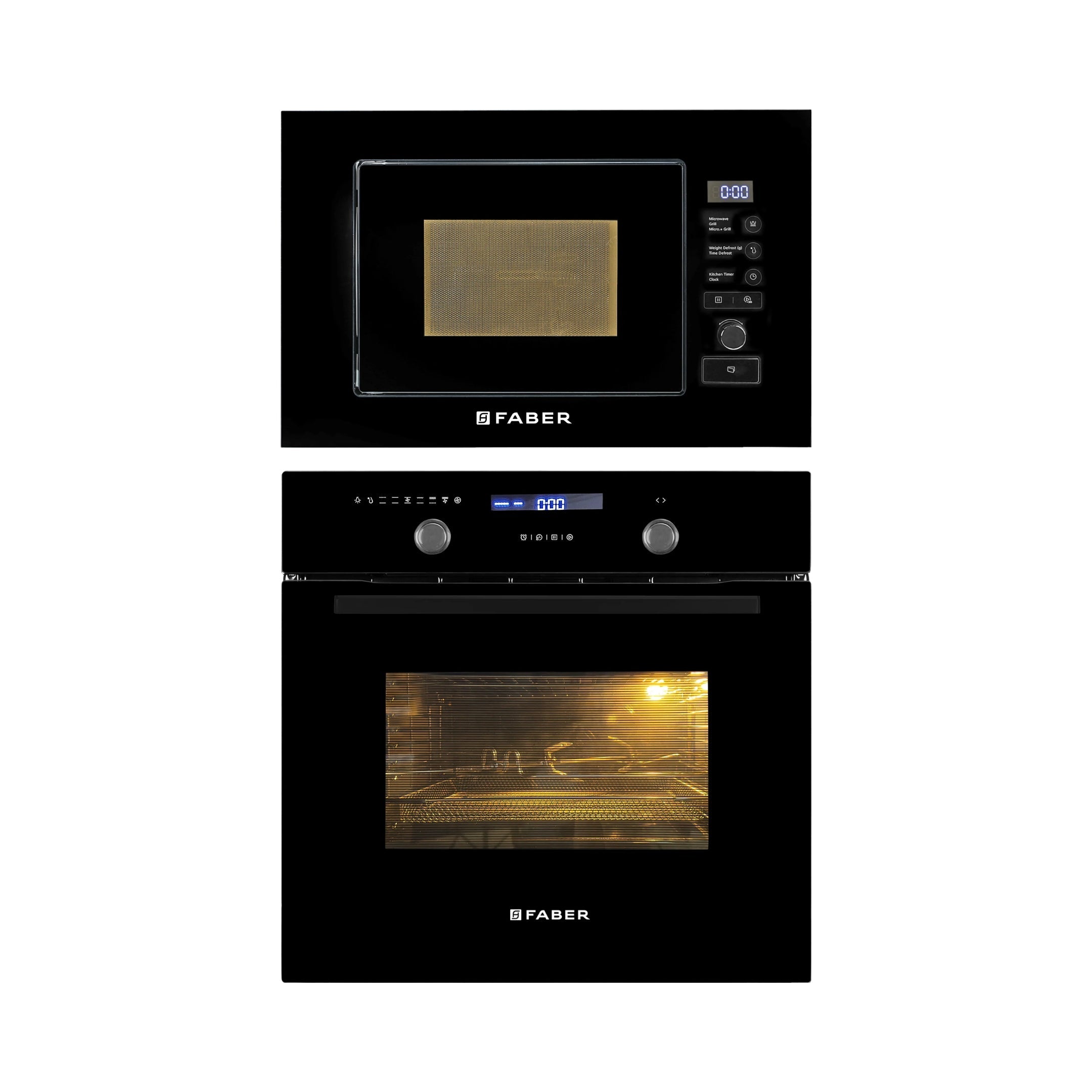 Faber Built In Oven FBIO 82L 11F AF BK + Faber Built-In Microwave FBI MWO 20 SG BK