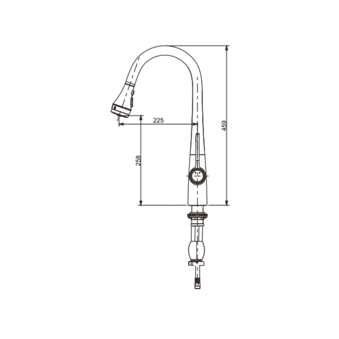 American Standard Table Mounted Pull-Down Kitchen Sink Mixer Edge Water FFAS5634-5015L0BF0 with Extractable Hand Shower Spout in Chrome Finish