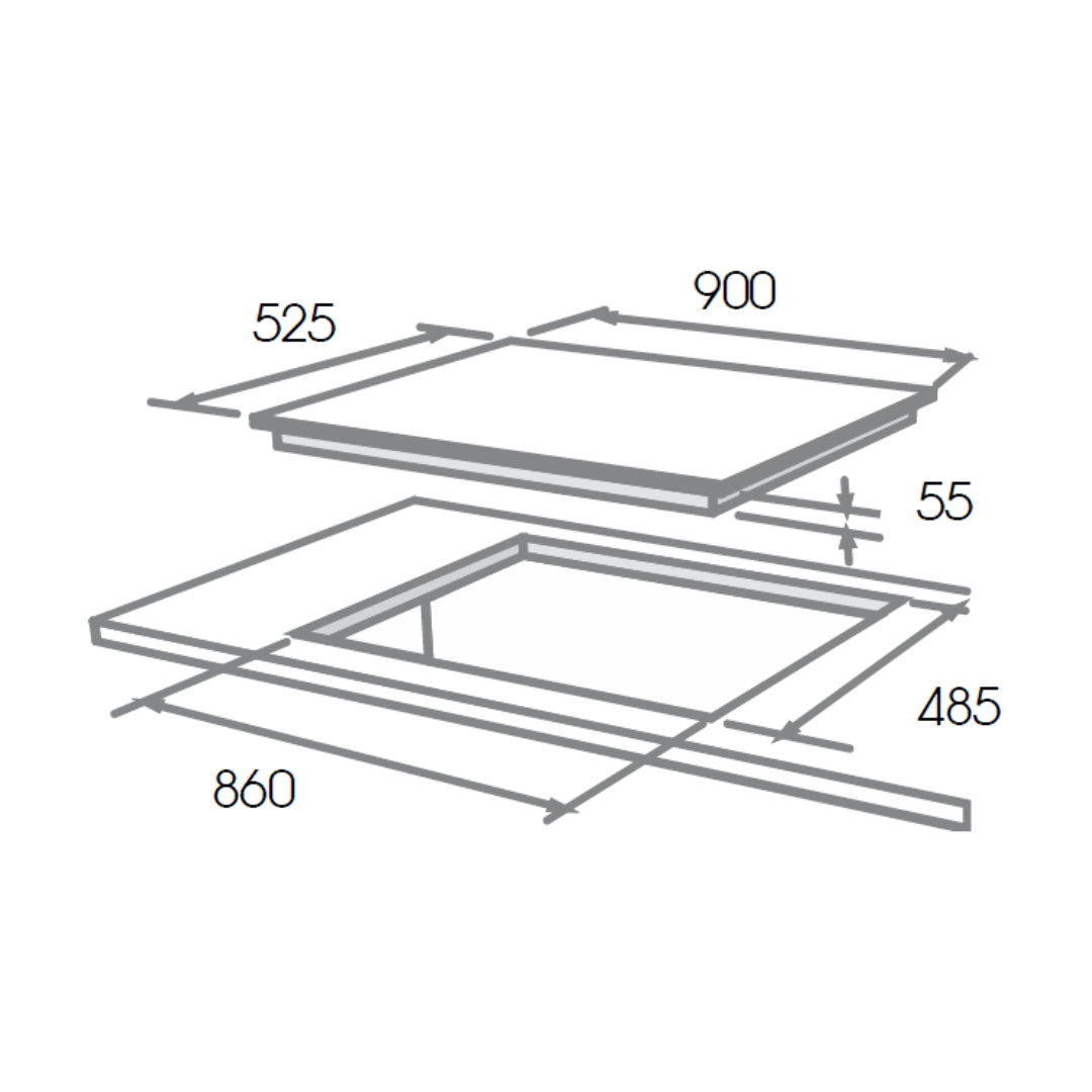 Elica 90 cm 4 Burner Hob Direct Flame Series FLEXI DFS FB 4B 91 TX