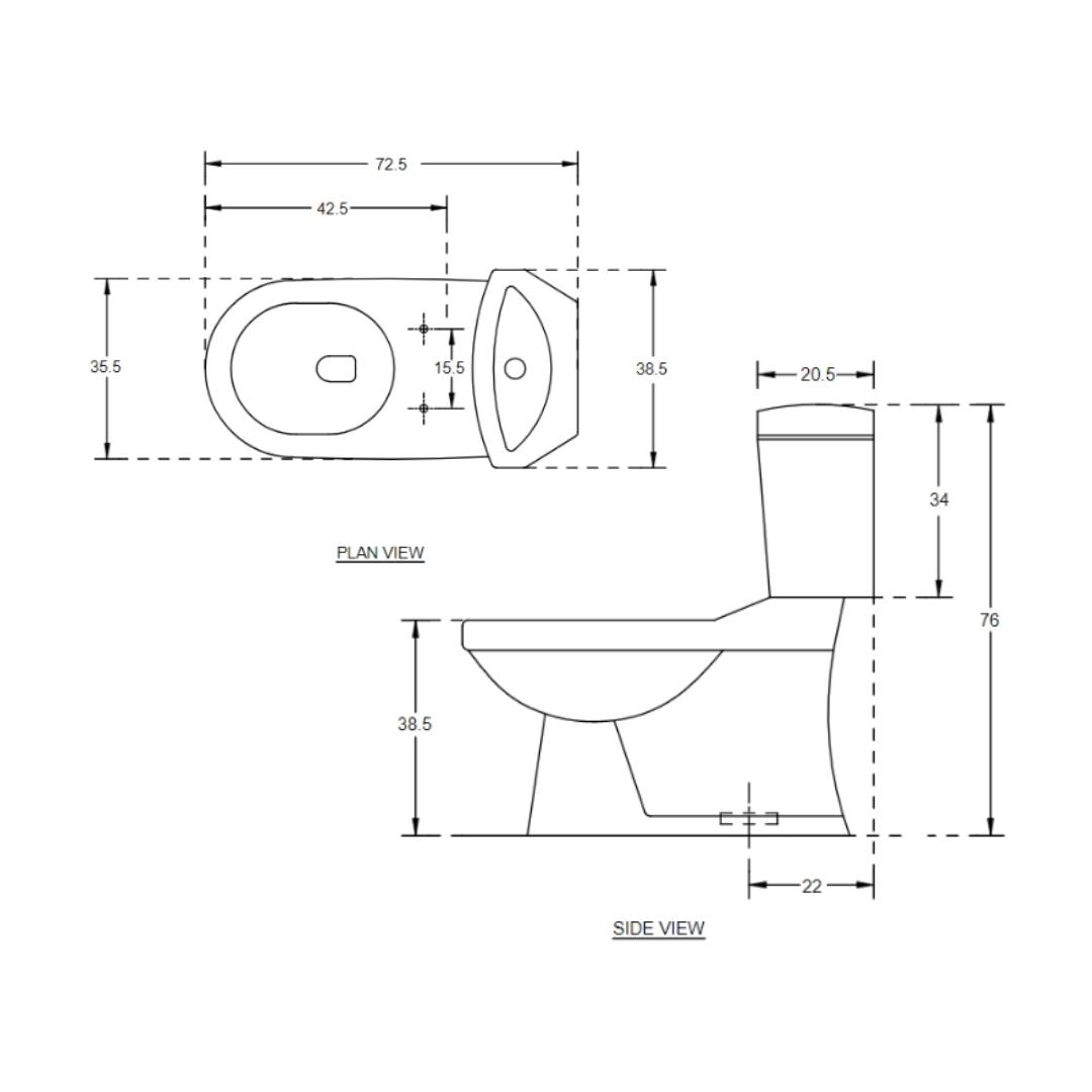 Hindware Floor Mounted White 2 Piece WC Florence 92058 WHITE with S-Trap