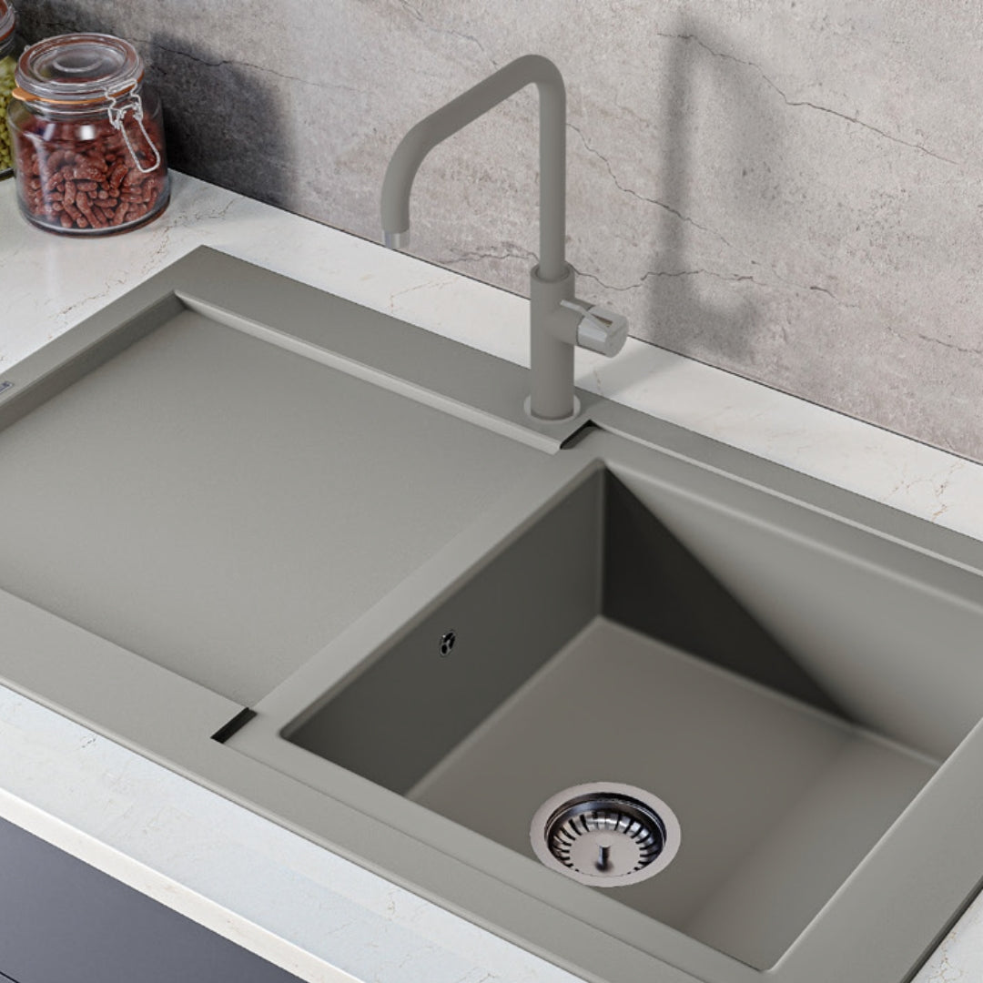 Hafele Table Mounted Regular Kitchen Sink Mixer FLOROE with Swinging Spout in Truffle Finish