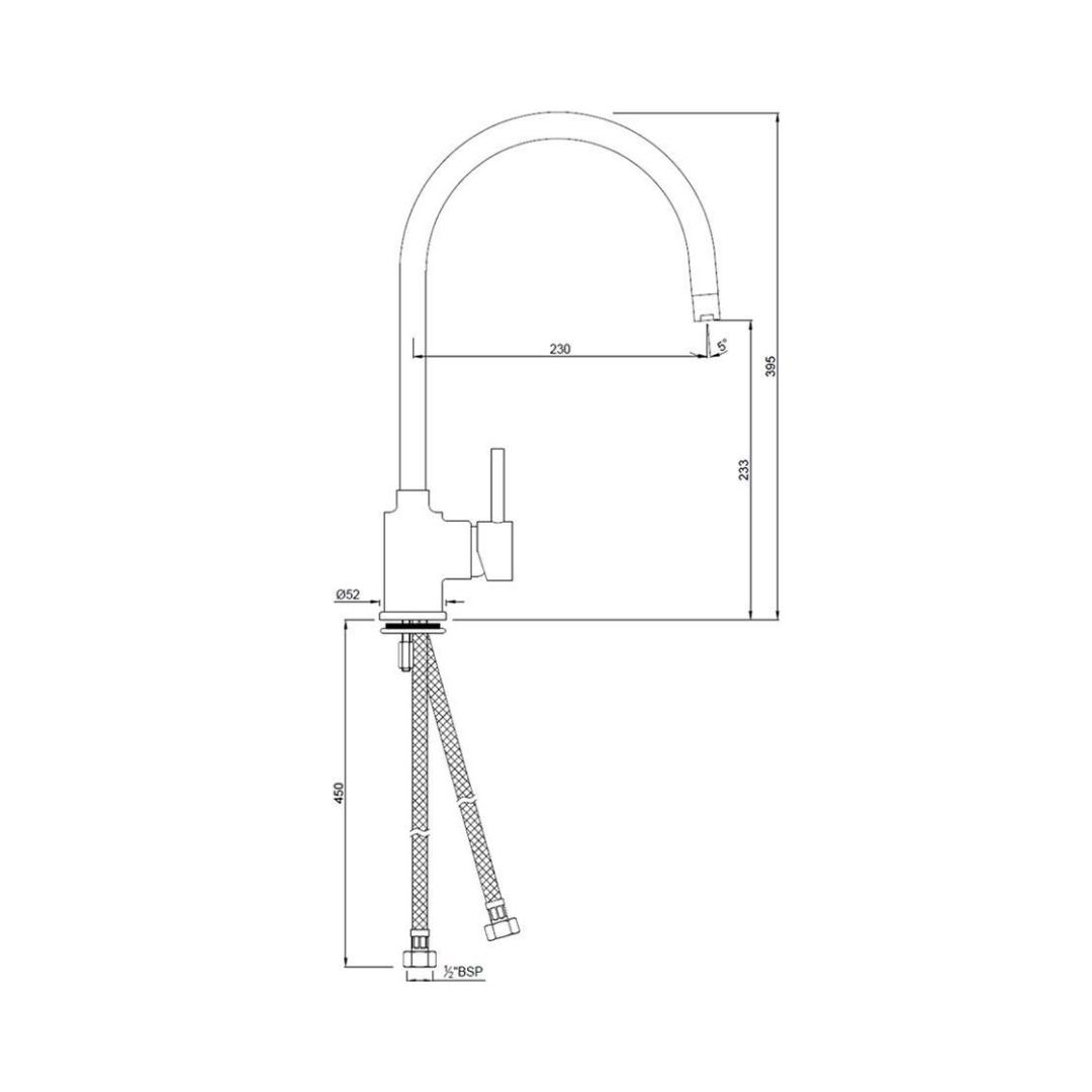 Jaquar Table Mounted Regular Kitchen Sink Mixer Florentine FLR-5179B with Swinging Spout in Chrome Finish