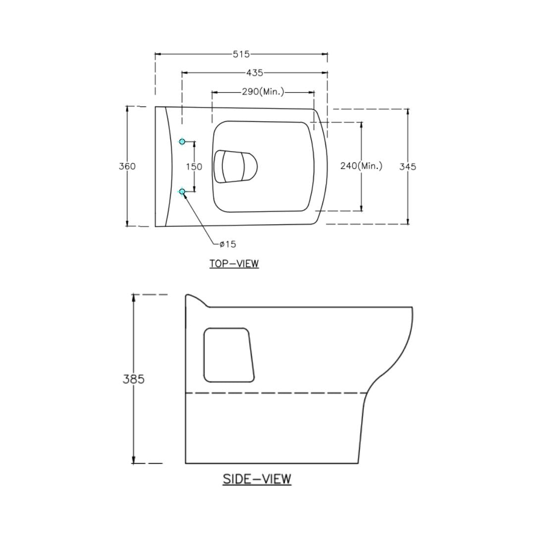 Hindware Wall Mounted White Closet WC Fluid 92581 WHITE with P-Trap