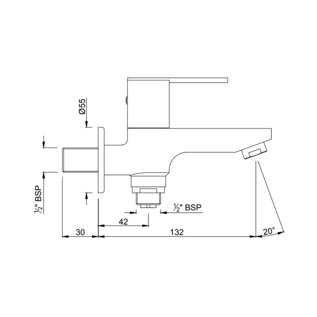 Jaquar WC Area 2 Way Bib Tap Fonte FON-CHR-40041 - Chrome