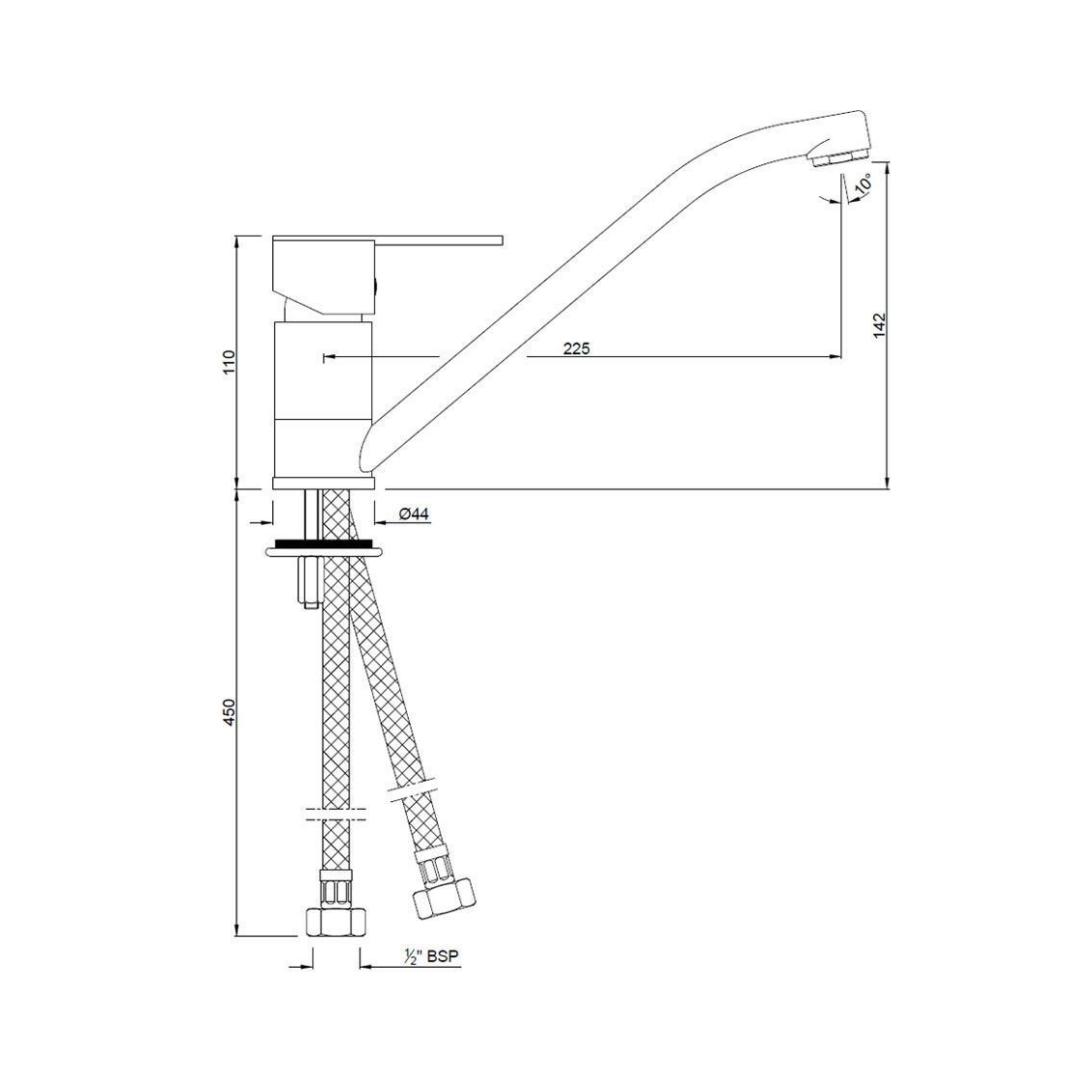 Jaquar Table Mounted Regular Kitchen Sink Mixer Fonte FON-40173B with Swinging Spout in Chrome Finish