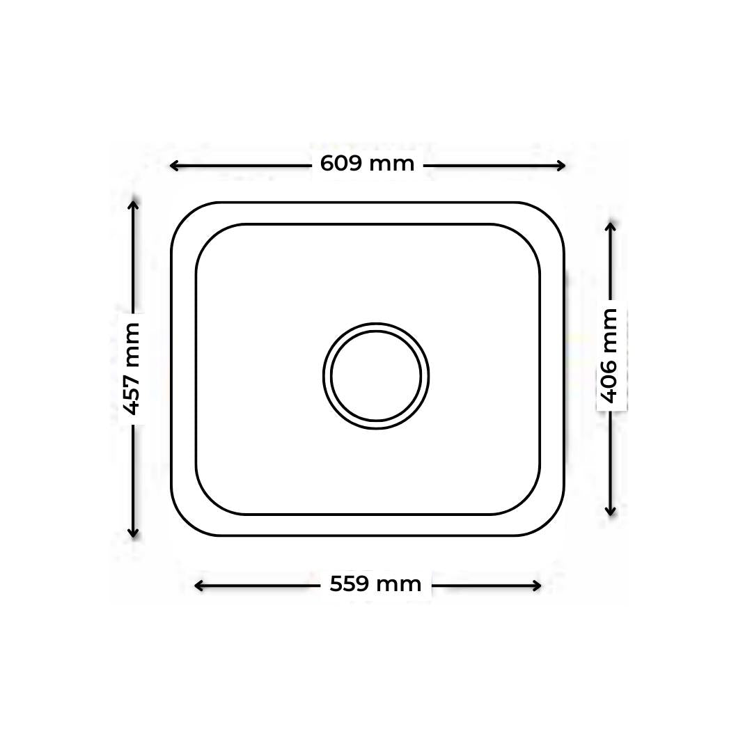 Futura Stainless Steel Sink Undermount Series SINGLE BOWL FS 502 A ( 24 x 18 inches ) - Satin