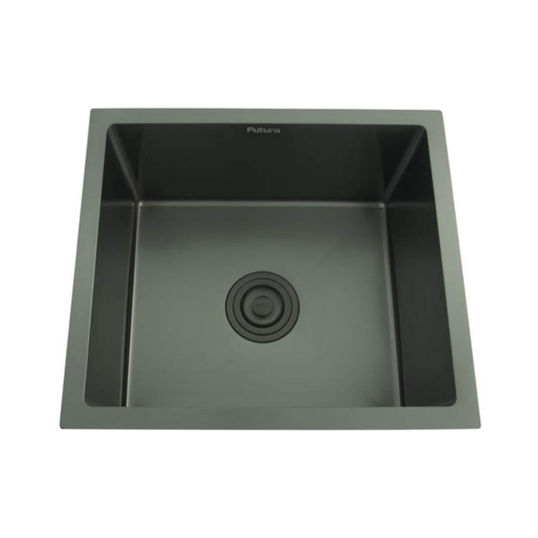 Futura Stainless Steel Sink Hand Carved Color Series SINGLE BOWL FS 1816 HM ( 18 x 16 inches ) - Black Satin