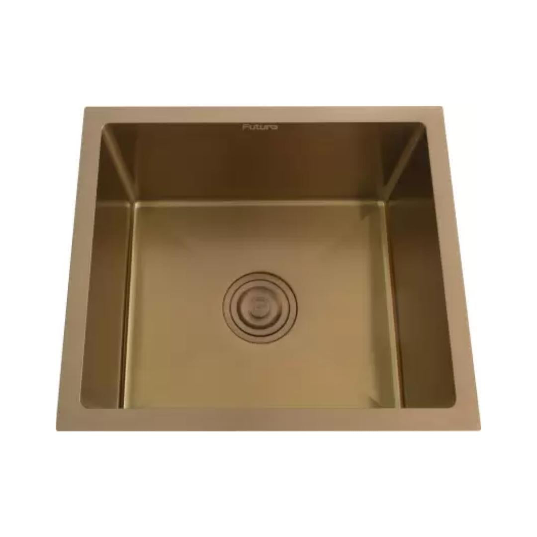 Futura Stainless Steel Sink Hand Carved Color Series SINGLE BOWL FS 1816 HM ( 18 x 16 inches ) - Copper Rose