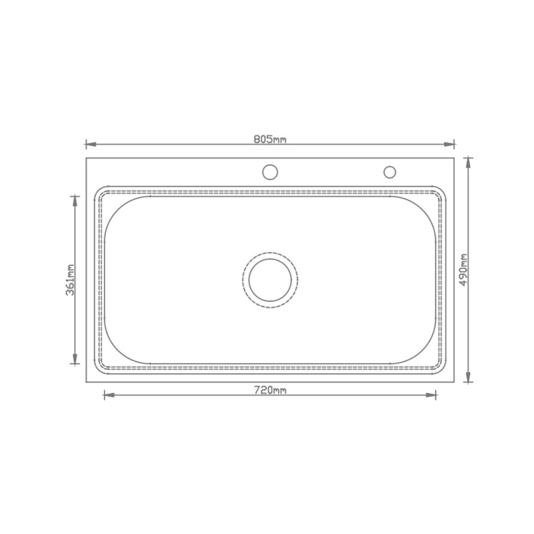 Futura Stainless Steel Sink Designer Series SINGLE BOWL FS 201 ( 30.5 x 19 inches ) - Satin