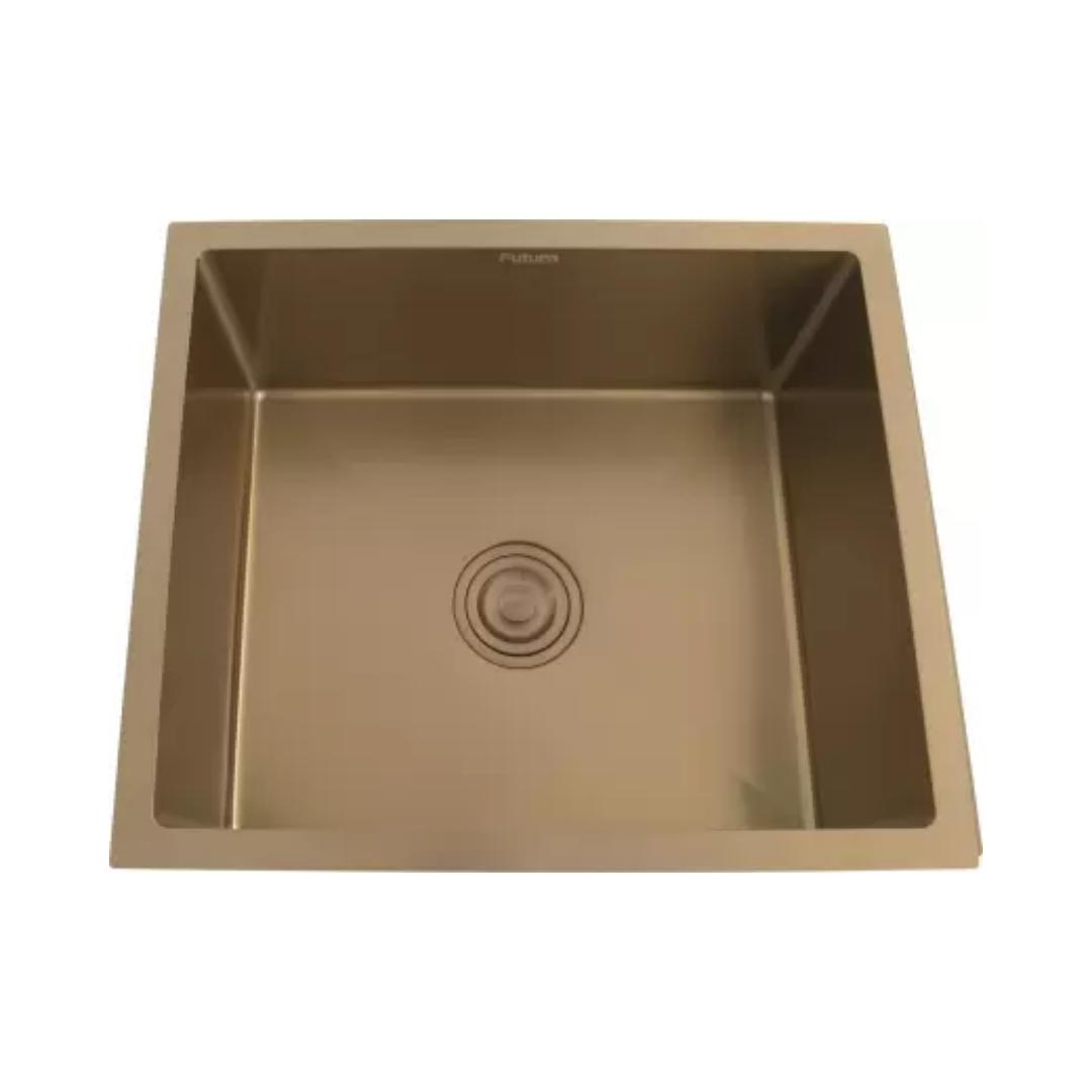 Futura Stainless Steel Sink Hand Carved Color Series SINGLE BOWL FS 2118 HM ( 21 x 18 inches ) - Copper Rose