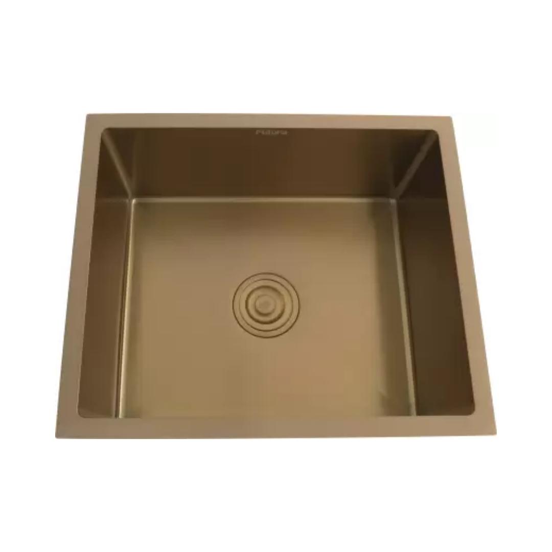 Futura Stainless Steel Sink Hand Carved Color Series SINGLE BOWL FS 2118 HM ( 21 x 18 inches ) - Rose Gold