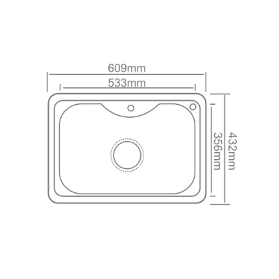 Futura Stainless Steel Sink Designer Series SINGLE BOWL FS 2417 ( 24 x 17 inches ) - Pearl