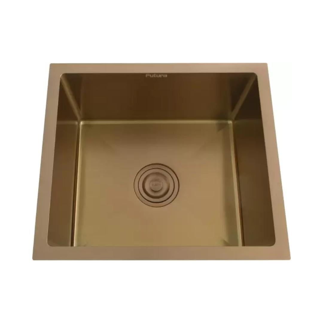 Futura Stainless Steel Sink Hand Carved Color Series SINGLE BOWL FS 2418 HM ( 24 x 18 inches ) - Copper Rose
