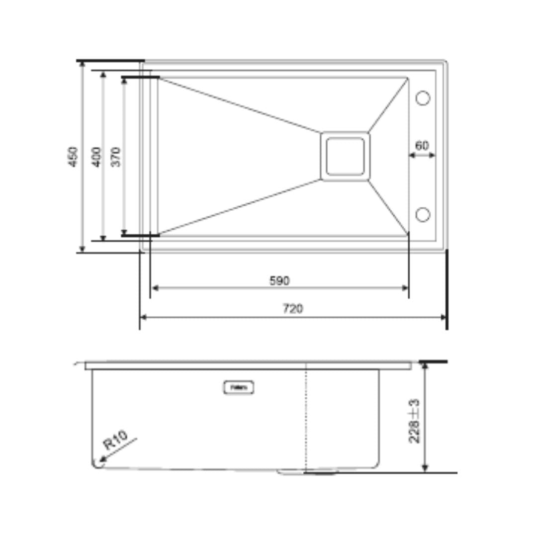 Futura Stainless Steel Sink Intelligent Series SINGLE BOWL FS 2818 IS ( 28 x 18 inches ) - Brush