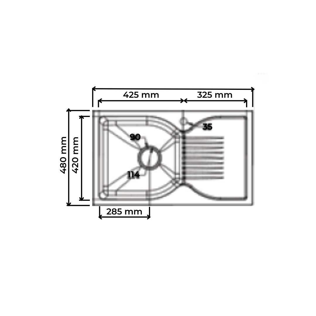 Futura Quartz Sink Natural Quartz Series FS 3219 NQ ( 32 x 19 inches ) - Light Grey