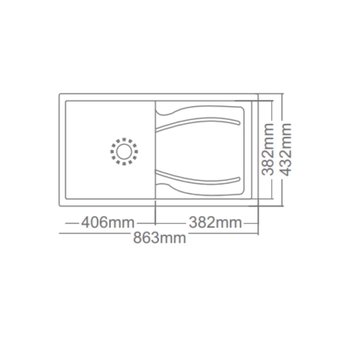 Futura Quartz Sink Natural Quartz Series FS 3417 NQ ( 34 x 17 inches ) - Black