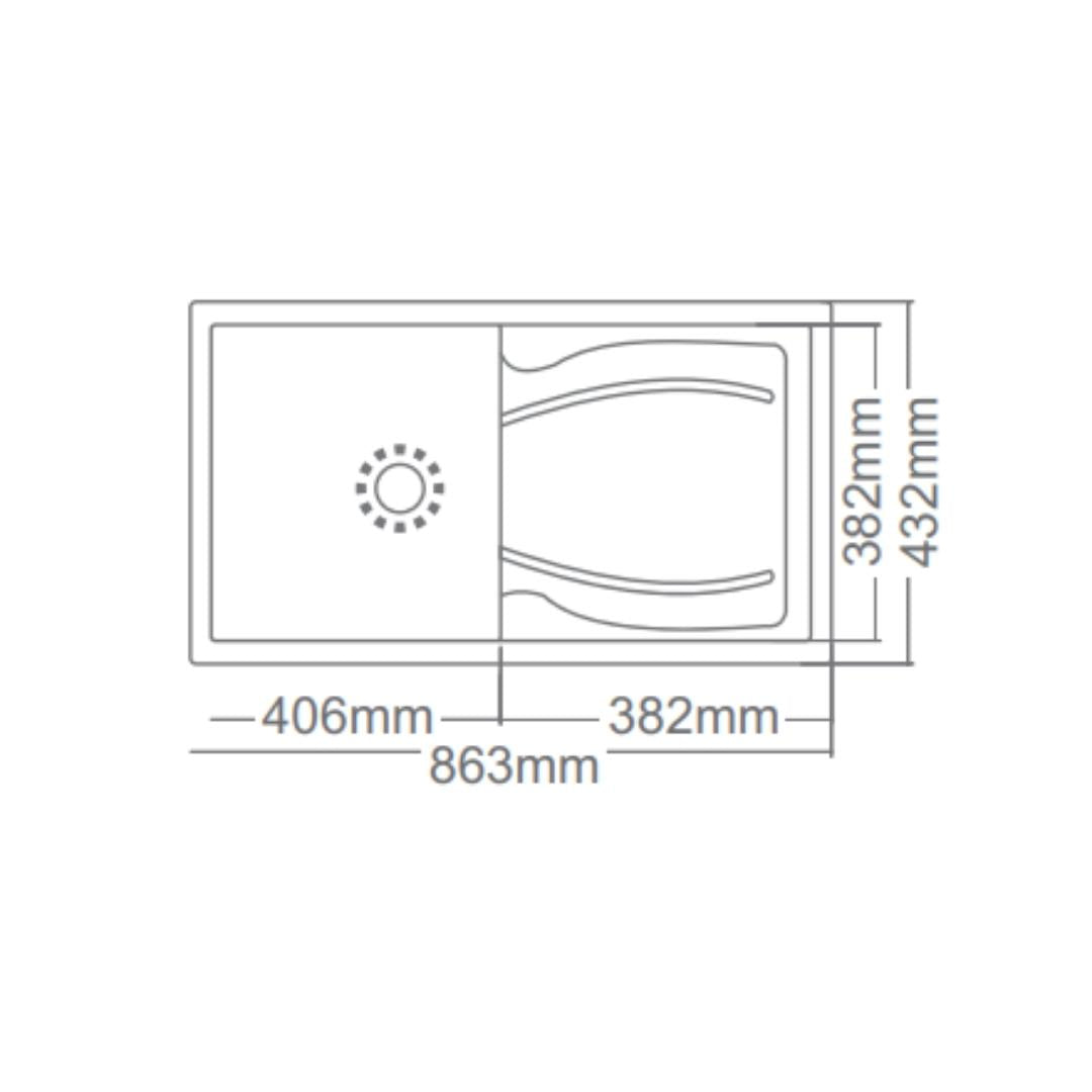 Futura Quartz Sink Natural Quartz Series FS 3417 NQ ( 34 x 17 inches ) - Grey
