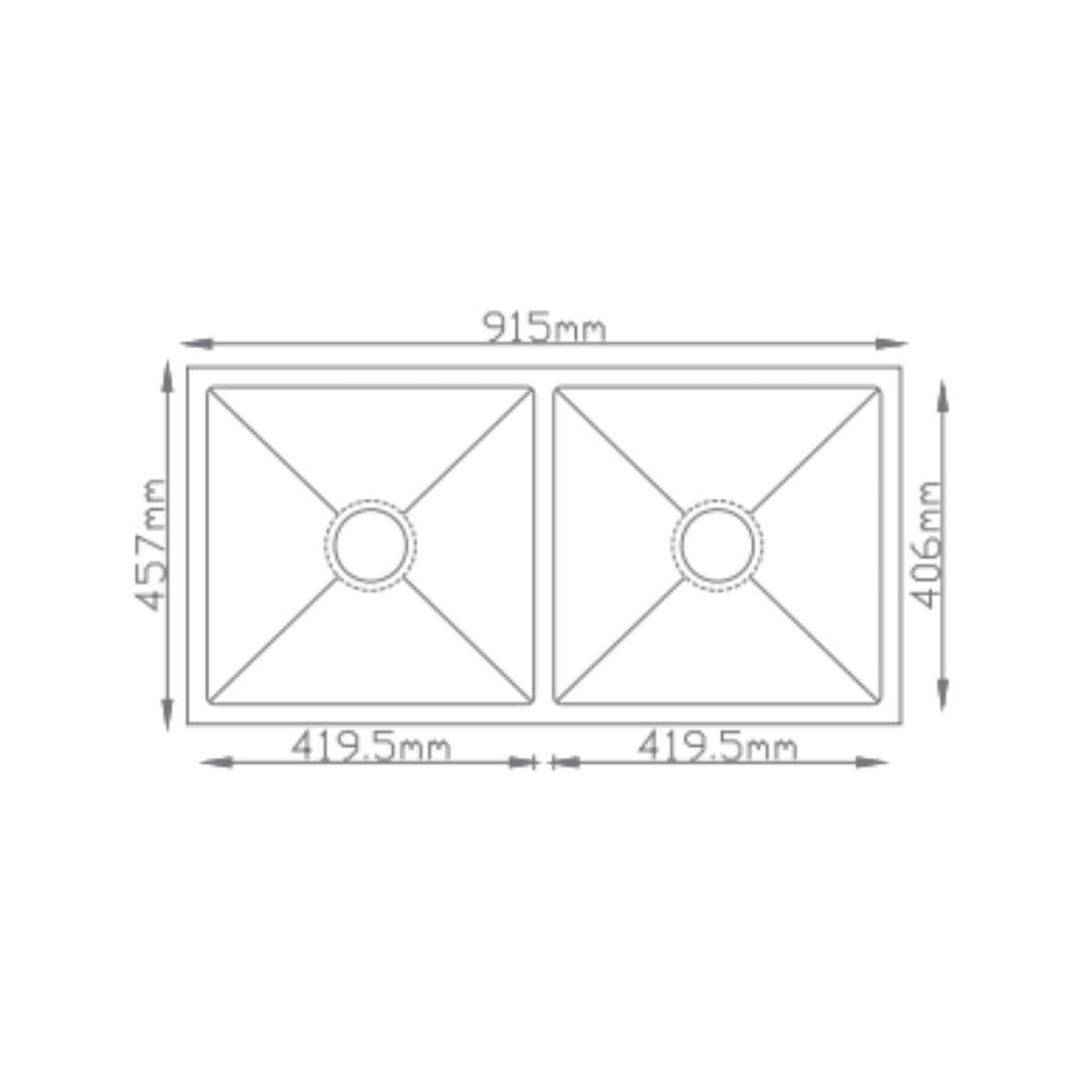 Futura Stainless Steel Sink Hand Carved Series DOUBLE BOWL FS 3618 DB HM ( 36 x 18 inches ) - Brush