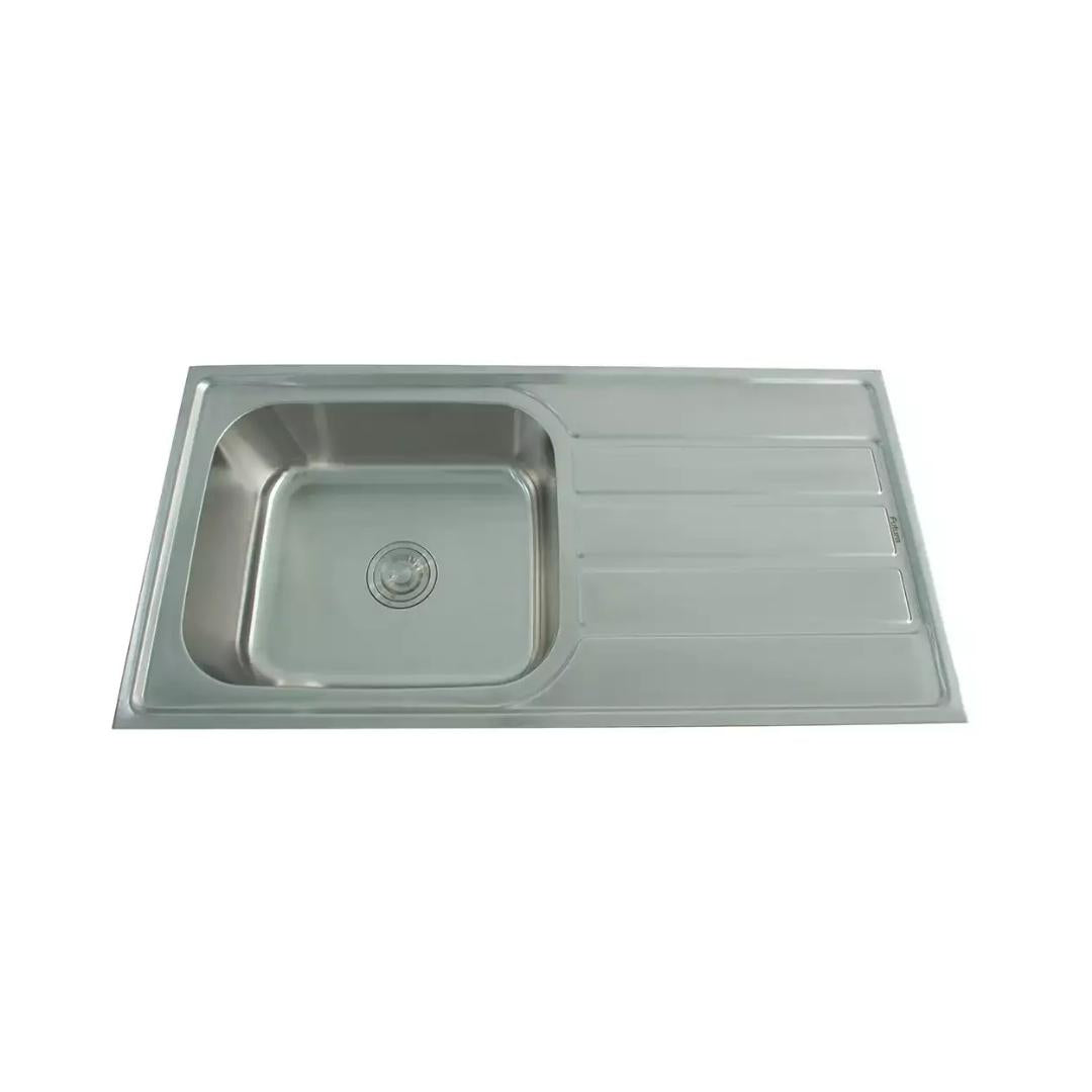 Futura Stainless Steel Sink Dura Series DURA SINGLE BOWL WITH DRAIN BOARD FS 4020 -P ( 40 x 20 inches ) - Satin