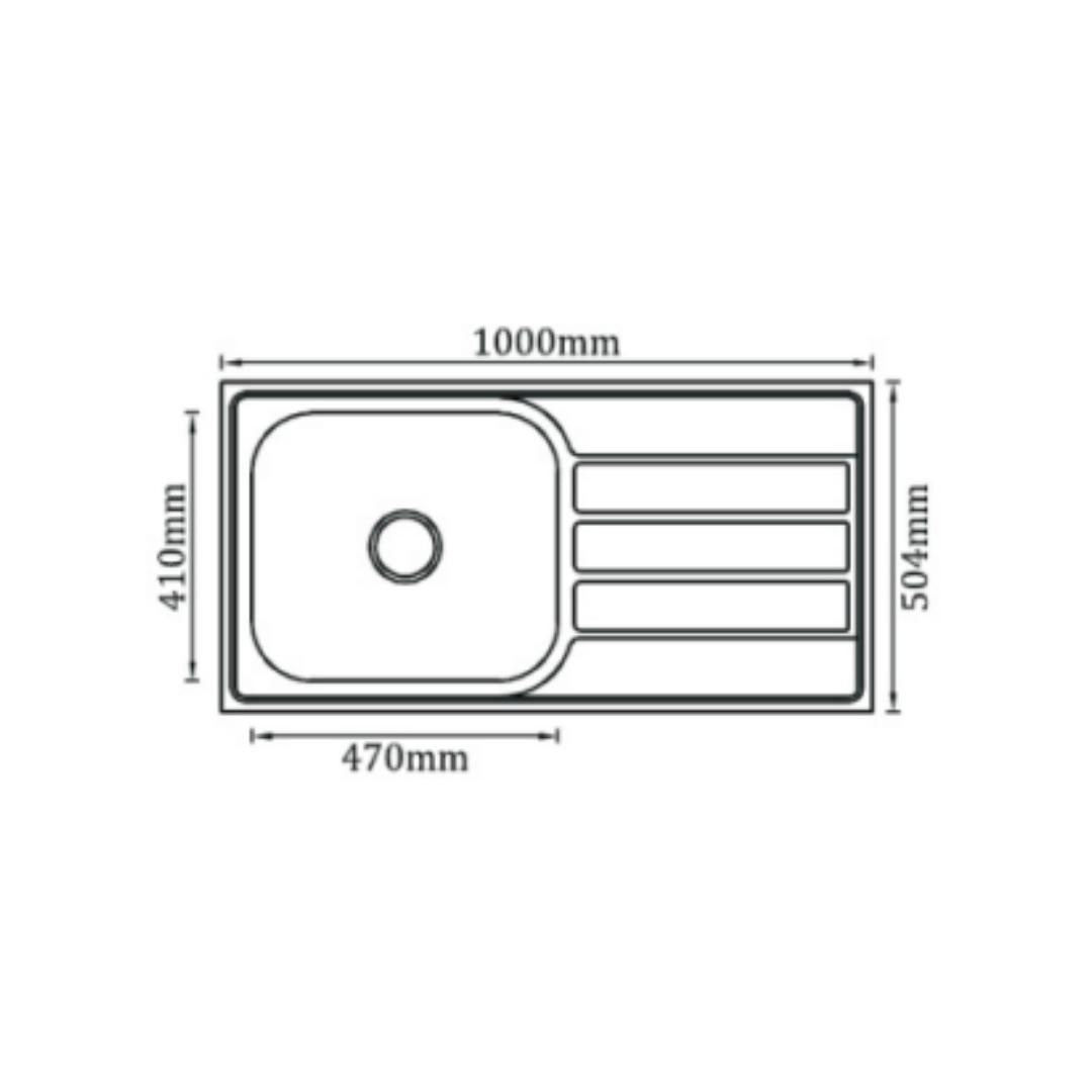 Futura Stainless Steel Sink Dura Series DURA SINGLE BOWL WITH DRAIN BOARD FS 4020 -P ( 40 x 20 inches ) - Satin
