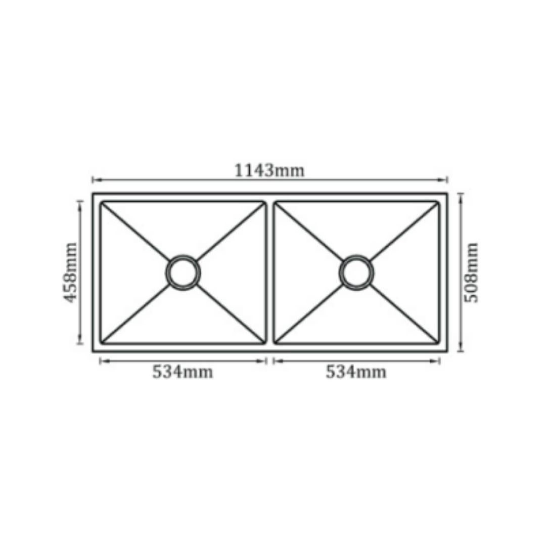 Futura Stainless Steel Sink Hand Carved Series DOUBLE BOWL FS 4520 DB HM ( 45 x 20 inches ) - Brush
