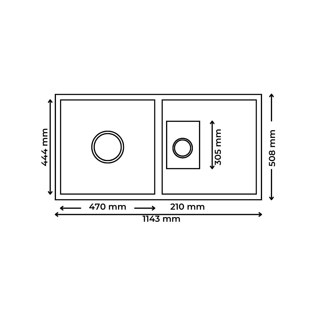 Futura Stainless Steel Sink Hand Carved Series 1.5 BOWL FS 4520 HM ( 45 x 20 inches ) - Brush