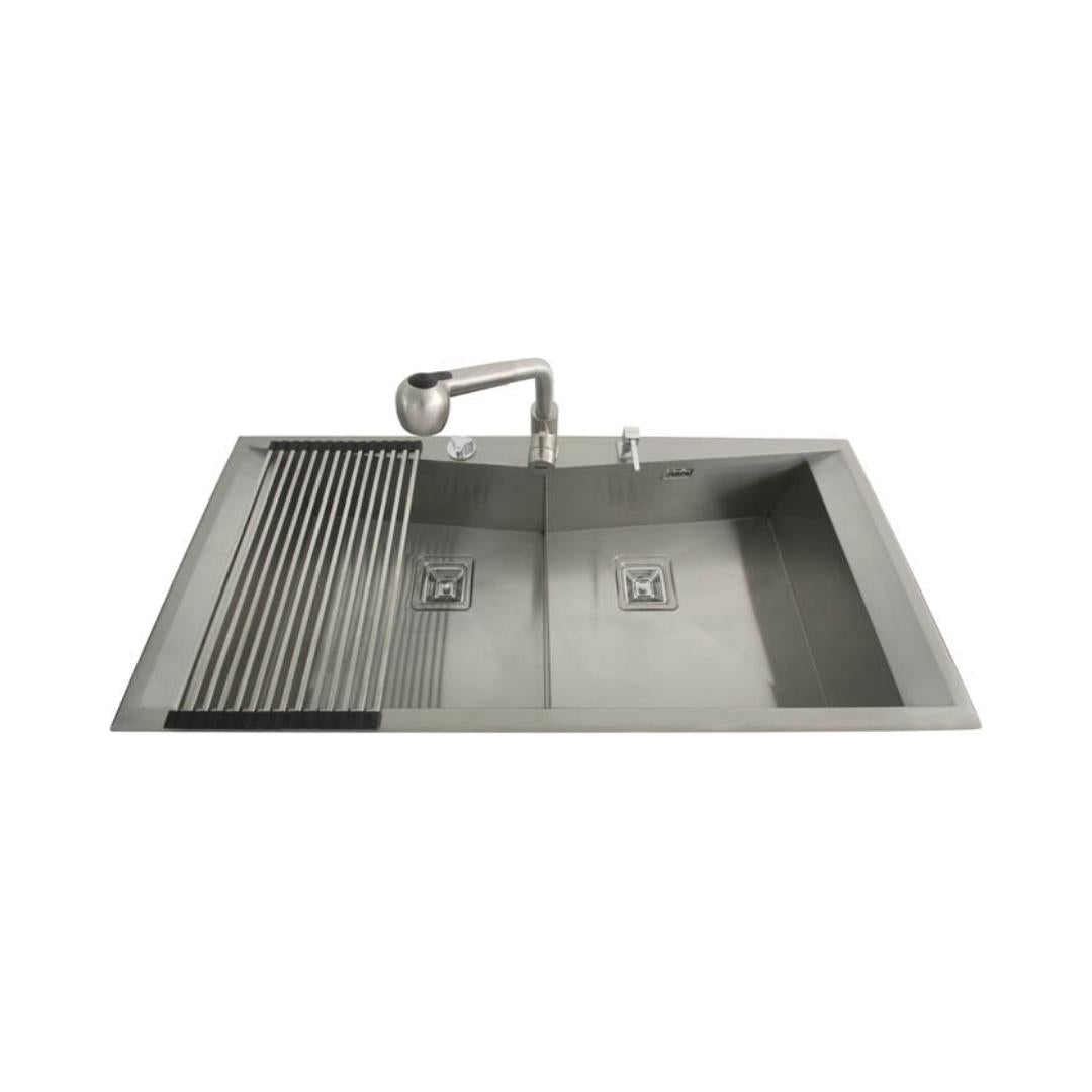 Futura Stainless Steel Sink Intelligent Series DOUBLE BOWL FS 4520 IS ( 45 x 20 inches ) - Brush