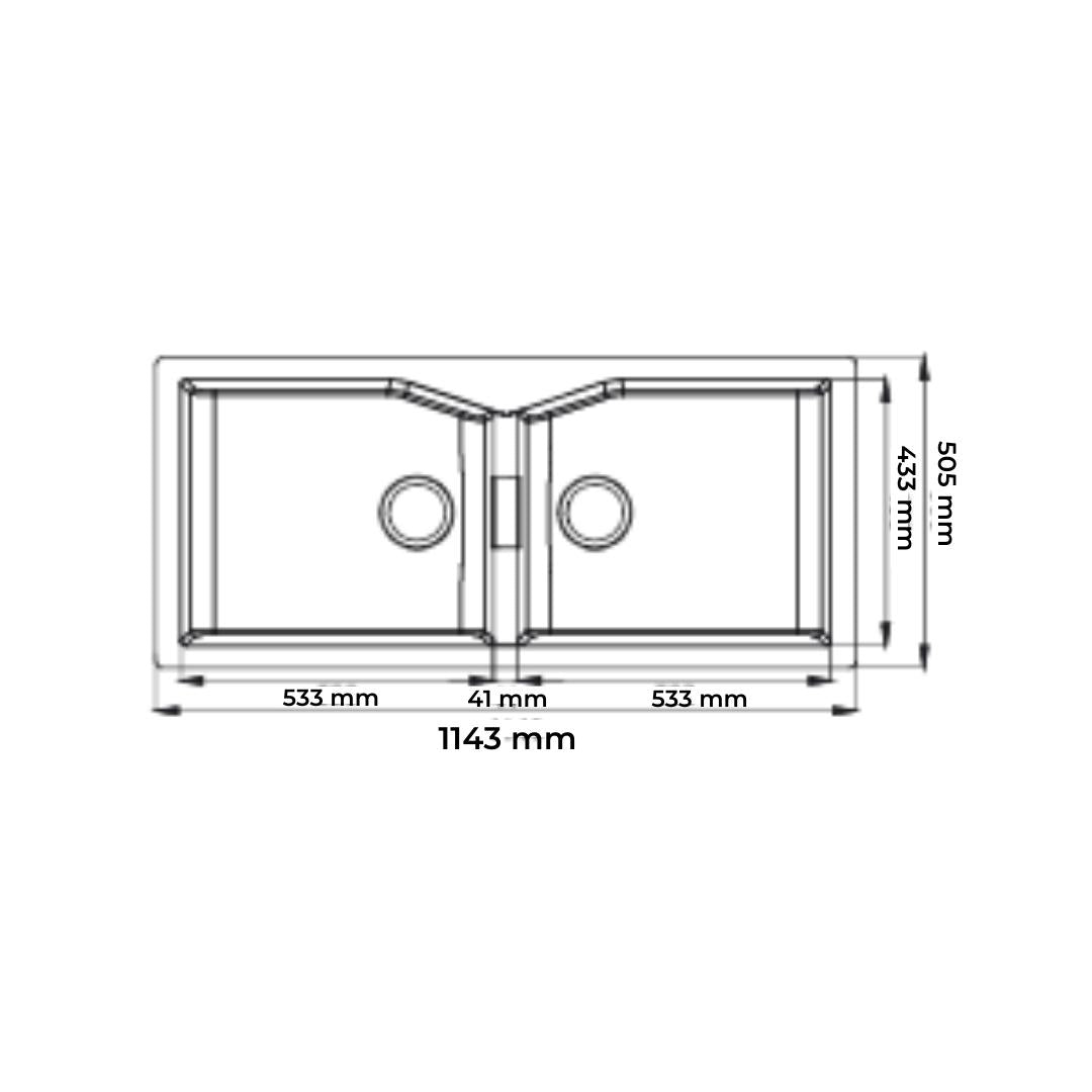 Futura Quartz Sink Natural Quartz Series FS 4520 NQ ( 45 x 20 inches ) - Grey