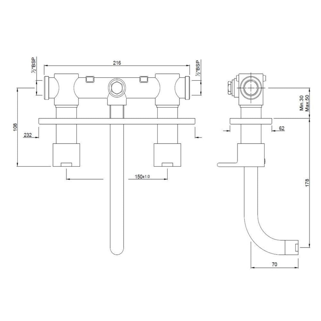 Jaquar Wall Mounted Basin Mixer Fusion FUS-CHR-29433 - Chrome