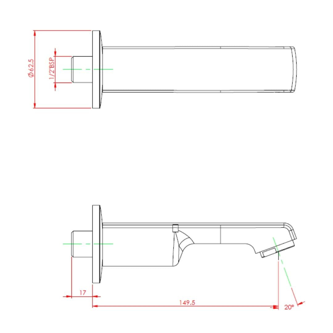 Parryware Wall Mounted Spout Crust G3127A1 - Chrome