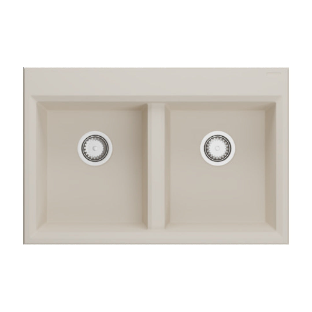 Hafele Quartz Sink Lithos Quartz Range GEMINI DOUBLE BOWL ( 33 x 22 inches ) - Truffle
