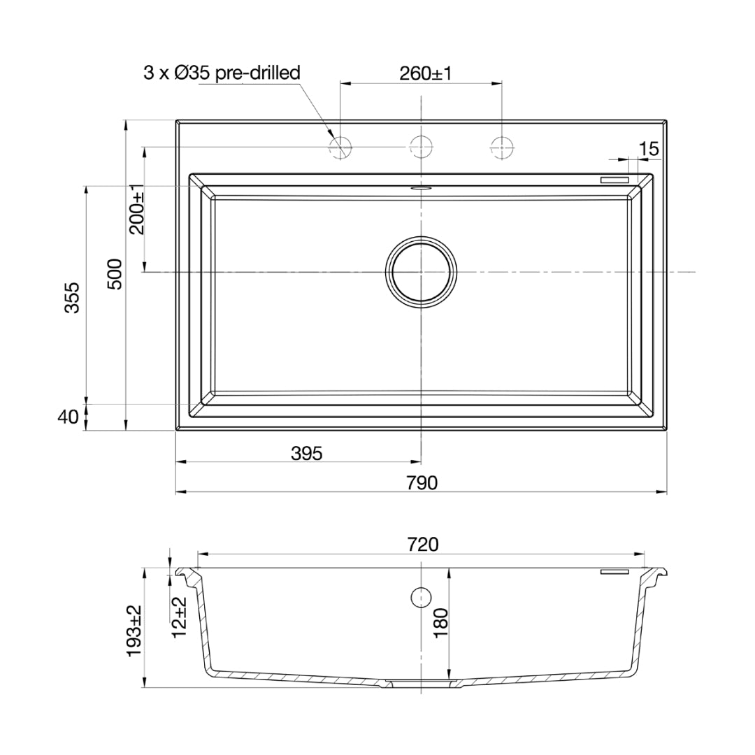 Hafele Quartz Sink Lithos Quartz Range GERADE SINGLE BOWL ( 31 x 20 inches )  -  Mocha