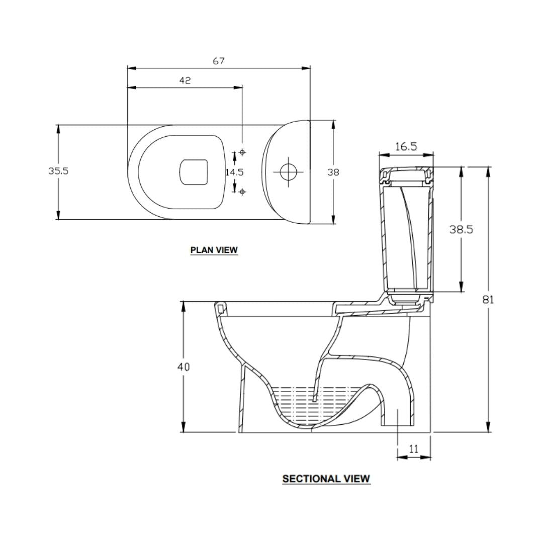Hindware Floor Mounted White 2 Piece WC Gracia 92077 WHITE with S-Trap