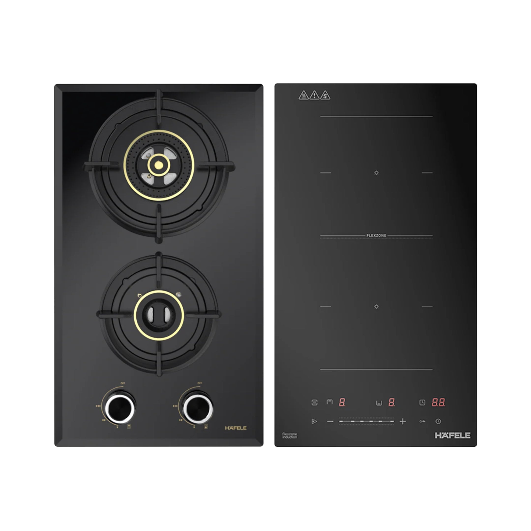 Hafele 30 cm 2 Burner Hob Altius Series ALTIUS FS 230 + Hafele 2 Zones Induction Hob NERO 30