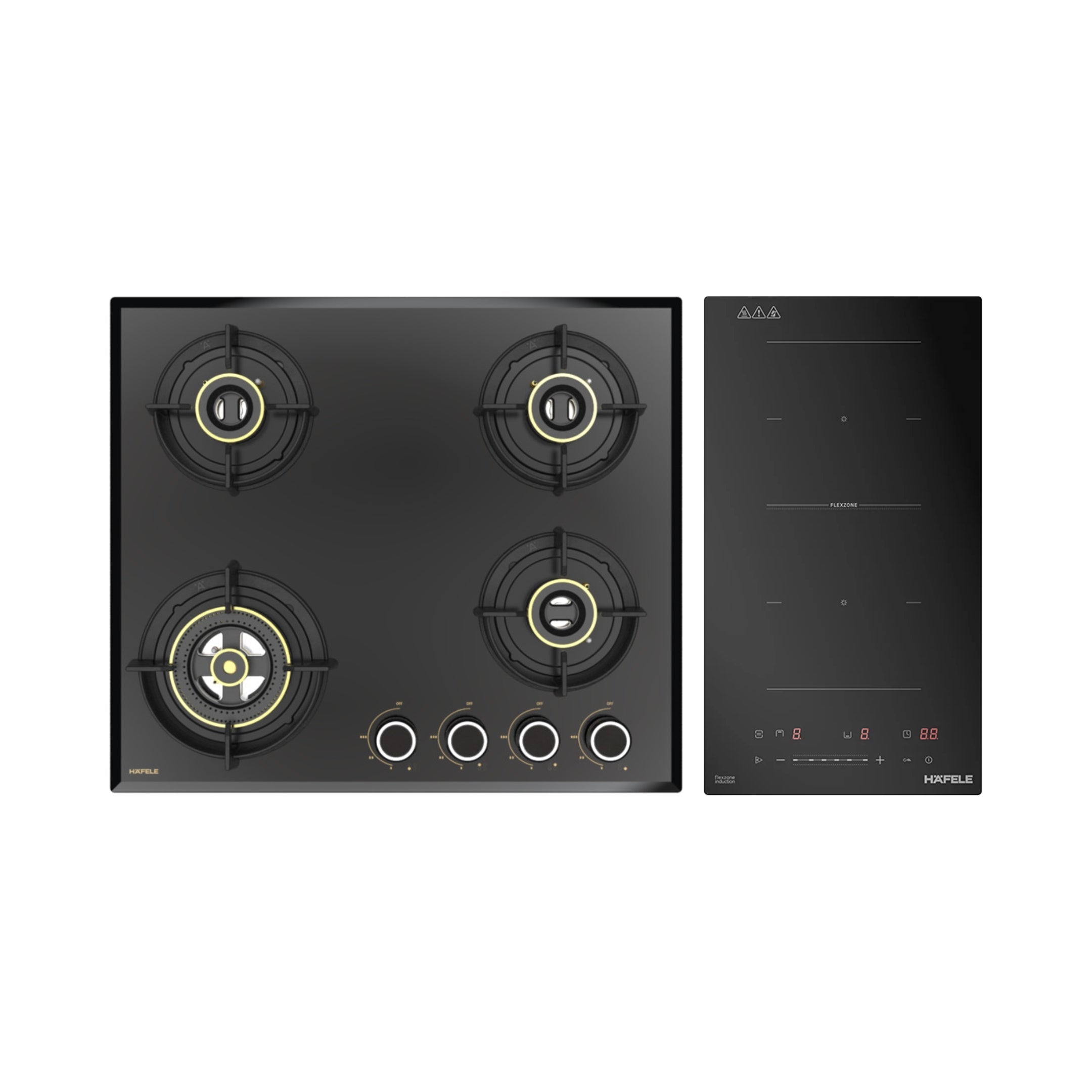 Hafele 60 cm 4 Burner Hob Altius Series ALTIUS FS 460 + Hafele 2 Zones Induction Hob NERO 30