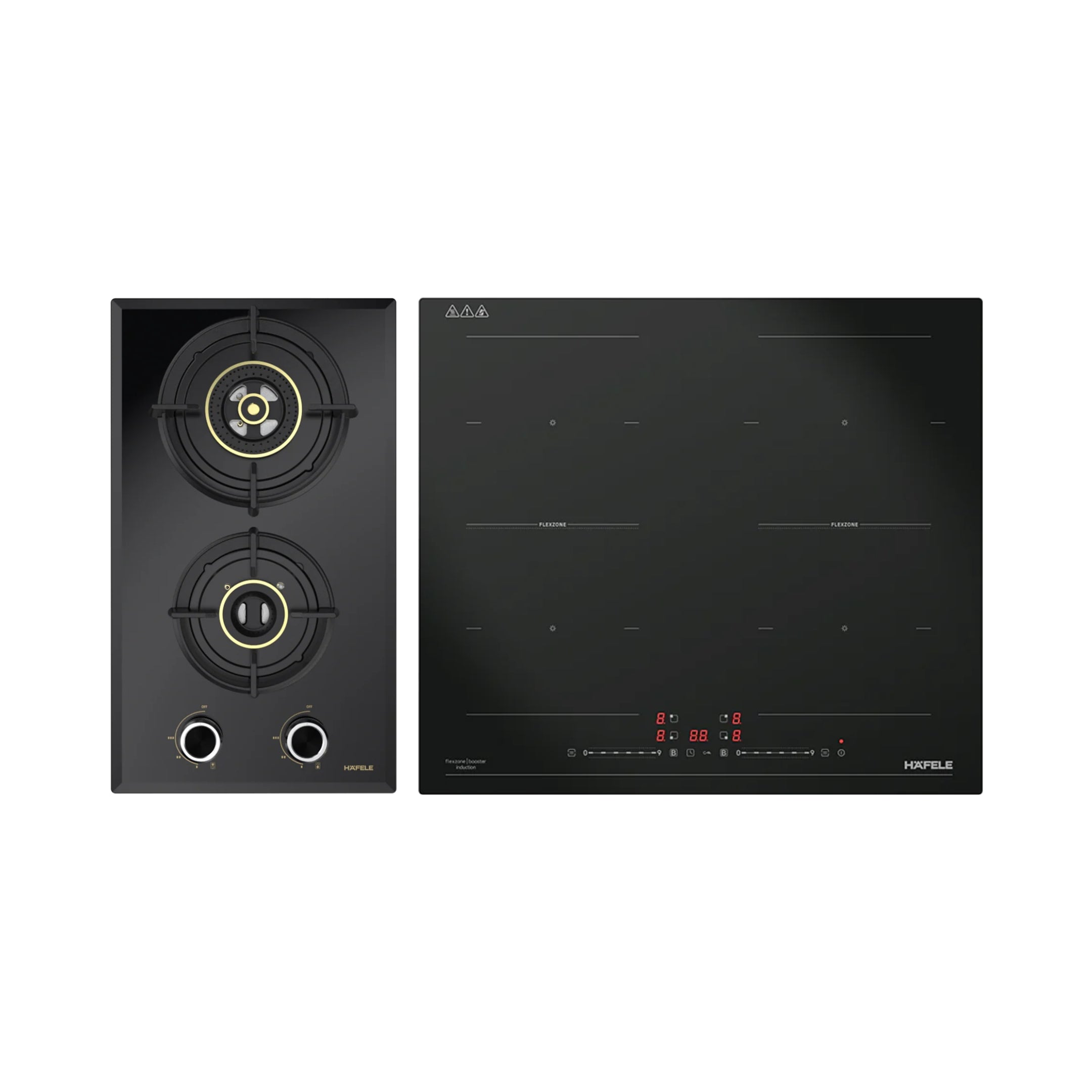 Hafele 30 cm 2 Burner Hob Altius Series ALTIUS FS 230 + Hafele 4 Zones Induction Hob NERO 60