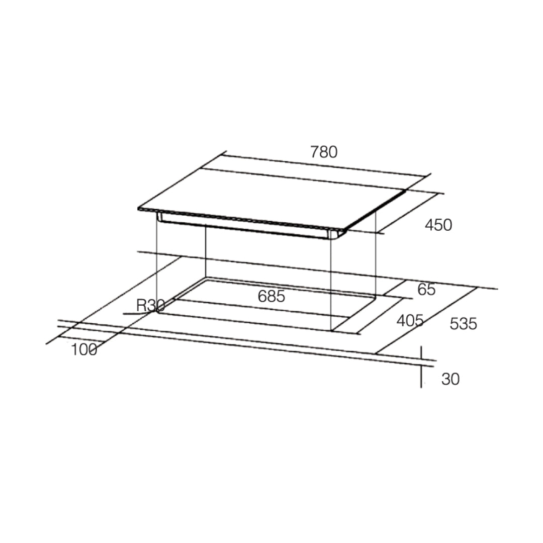 Hafele 75 cm Wall Mounted Chimney Essentia Series RENATA INCLINED 75 + Hafele 78 cm 3 Burner Hob Essentia Series AUGUSTA 378