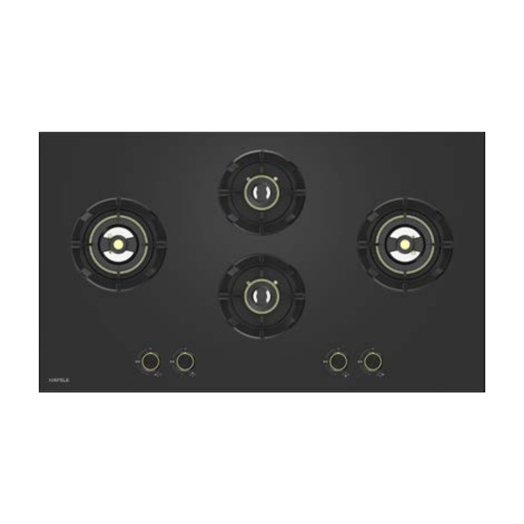 Hafele 90 cm Wall Mounted Chimney Essentia Series RENATA CURVED 90 + Hafele 90 cm 4 Burner Hob Essentia Series VERENA 490