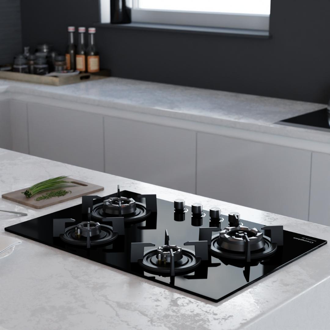 Crompton 78 cm 4 Burner Hob Sensosafe HOB-SS3D784-MBL