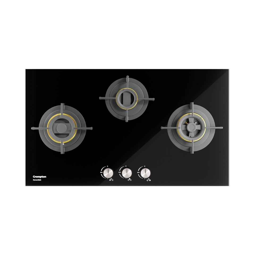 Crompton 78 cm 3 Burner Hob Sensosafe HOB-SSDC783-MBL