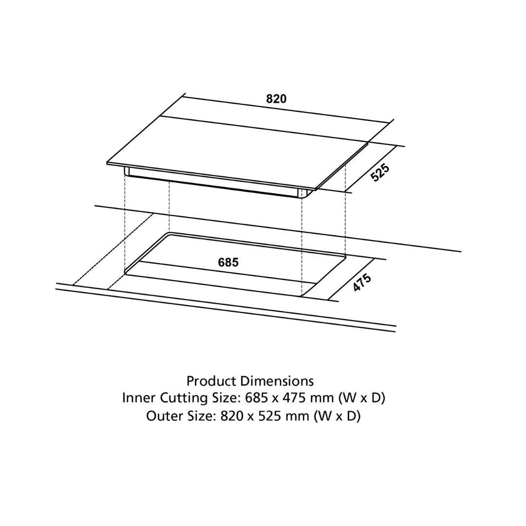 Crompton 78 cm 4 Burner Hob Sensosafe HOB-SSDC824-MBL