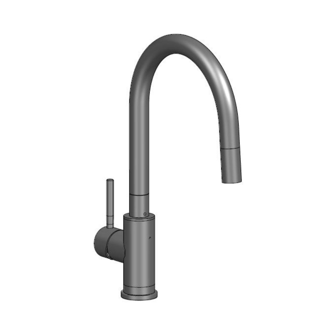 Reginox Table Mounted Pull-Down Kitchen Sink Mixer HURON with Swinging Spout in Stainless Steel Finish