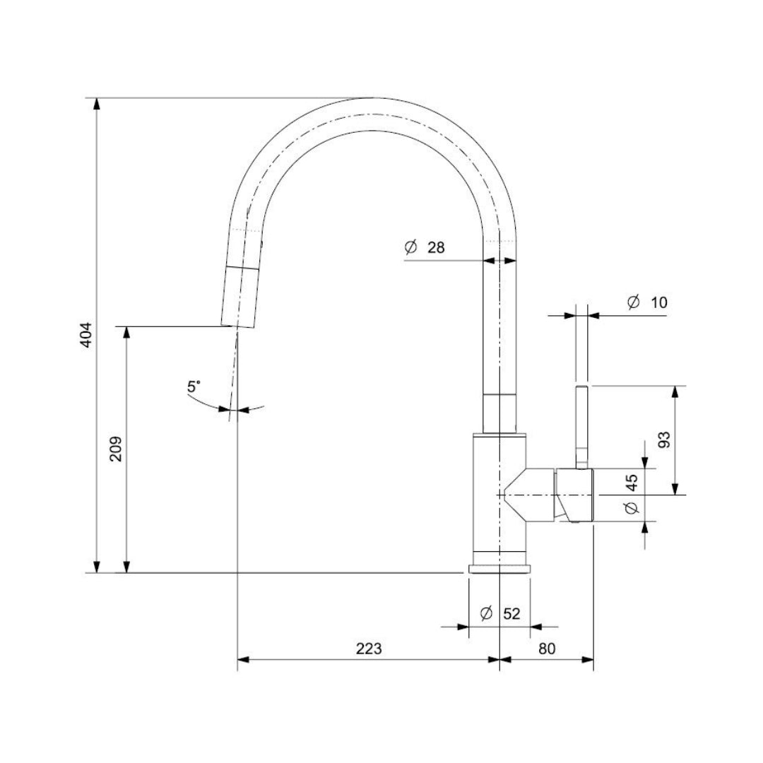 Reginox Table Mounted Pull-Down Kitchen Sink Mixer HURON with Swinging Spout in Stainless Steel Finish