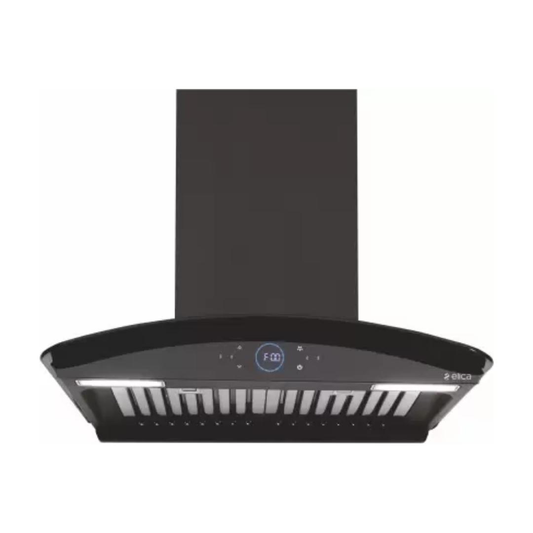 Elica 60 cm Wall Mounted Chimney Ismart Series ISMART GLACE HAC BF LTW 60 NERO + Elica 60 cm 4 Burner Hob DFS AB Series FLEXI DFS AB 4B 60 DX