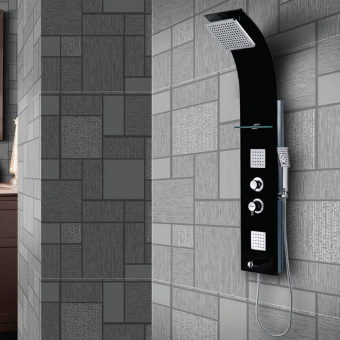 Jaquar Thermostatic 4 Way Shower Panel JPL-BLK-ST86112 - Black Glass