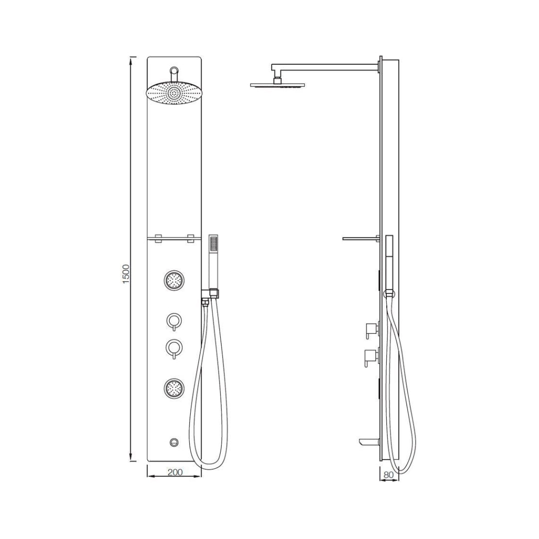 Jaquar Manual 4 Way Shower Panel JPL-WHT-G0843JAX - White Glass