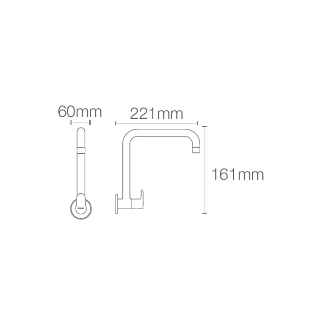 Kohler Wall Mounted Regular Kitchen Sink Tap July K-20588IN-4-CP with Swinging Spout in Chrome Finish